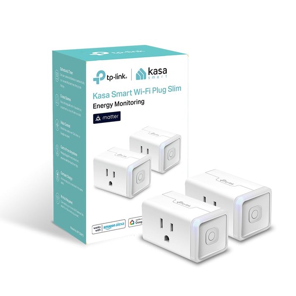 Kasa Matter Smart Plug w/ Energy Monitoring, Compact Design, 15A/1800W