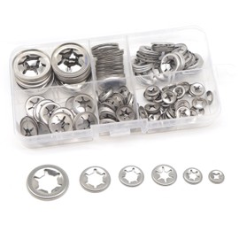 cSeao 150pcs 304 Stainless Steel Starlock Internal Tooth Push On Locking Washers Assortment Kit, M3/ M4/ M5/ M6/ M8/ M10/ M12