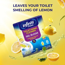 Infiniti Clean Toilet Gel Stamp - Toilet Bowl Cleaner Gel with Automatic Click, Lemon Scent Freshener for Toilet Maintenance, 3.4oz, 8 Packs - 6 Month Supply
