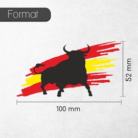 Fahrzeug-Sticker Stier Flagge - 10 cm groß - Aufkleber für Auto Notebook Laptop Roller Spanien Espana Bulle UV-beständig und wetterfest - kfz_753