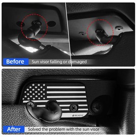 Sun Visor Repair Kit, Aluminum Alloy Sun Visor Clips for Jeep Wrangler JK 2018, JL 2018-2023, 2020-2023 Gladiator, Upgrade Visor Repair Kit, Car Visor Accessories, Used for Repairs Sagging Sun Visor