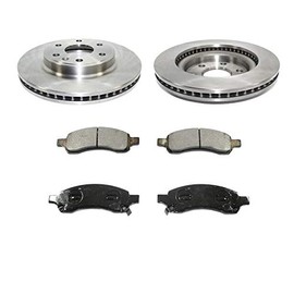 Front Semi Metallic Brake Pads and Rotor Kit - Compatible with 2009-2017 Chevy Traverse