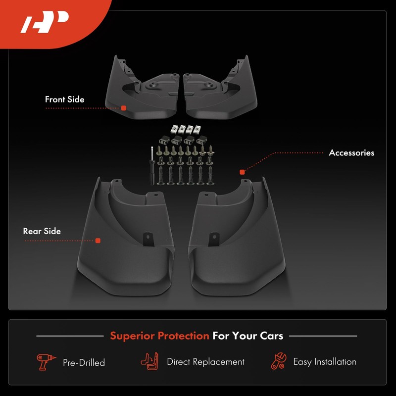 A-Premium Set of 4PCS Mud Flaps Splash Guards Mudguards Mudflaps