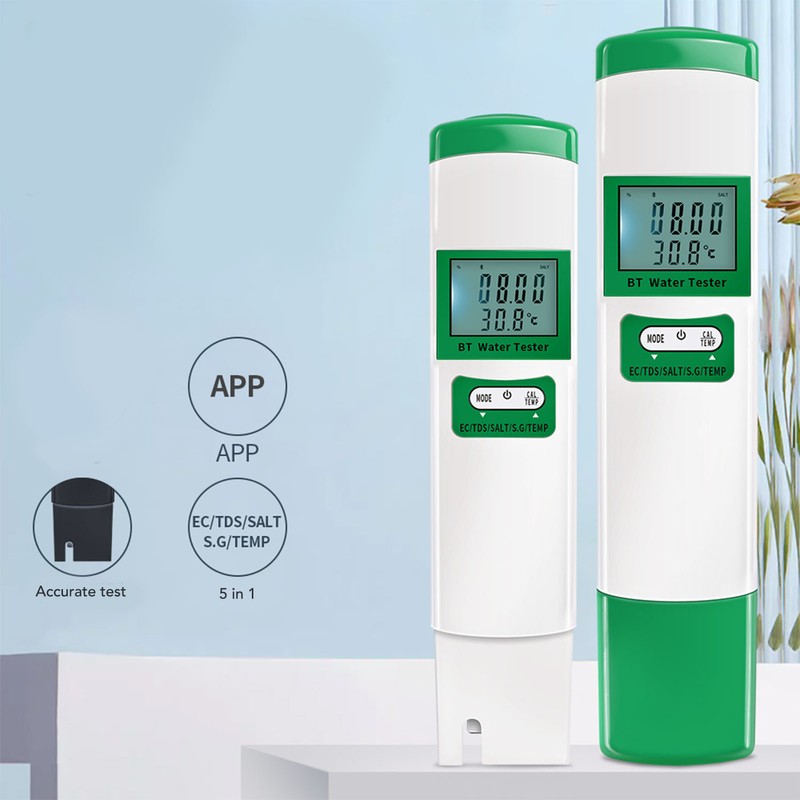 Bluetooth Water Tester EC TDS SALT S.G TEMP 5 in