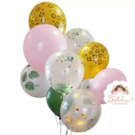 Unbranded Animal Print Balloons, Palm Leaf,Cheetah Leopard,Forest Green,Pink Balloons