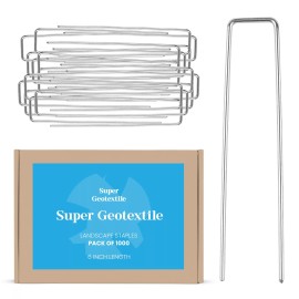 Super Geotextile Landscape Staples Heavy Duty 11 Ga Galvanized U-Shaped Sod Pins - 1000 Pcs x 6"