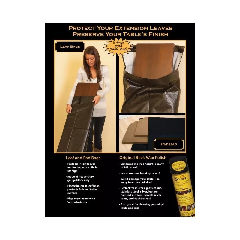 TABLE LEAF STORAGE BAG FURNITURE KITCHEN DINING WATERPROOF FLEECE LINING