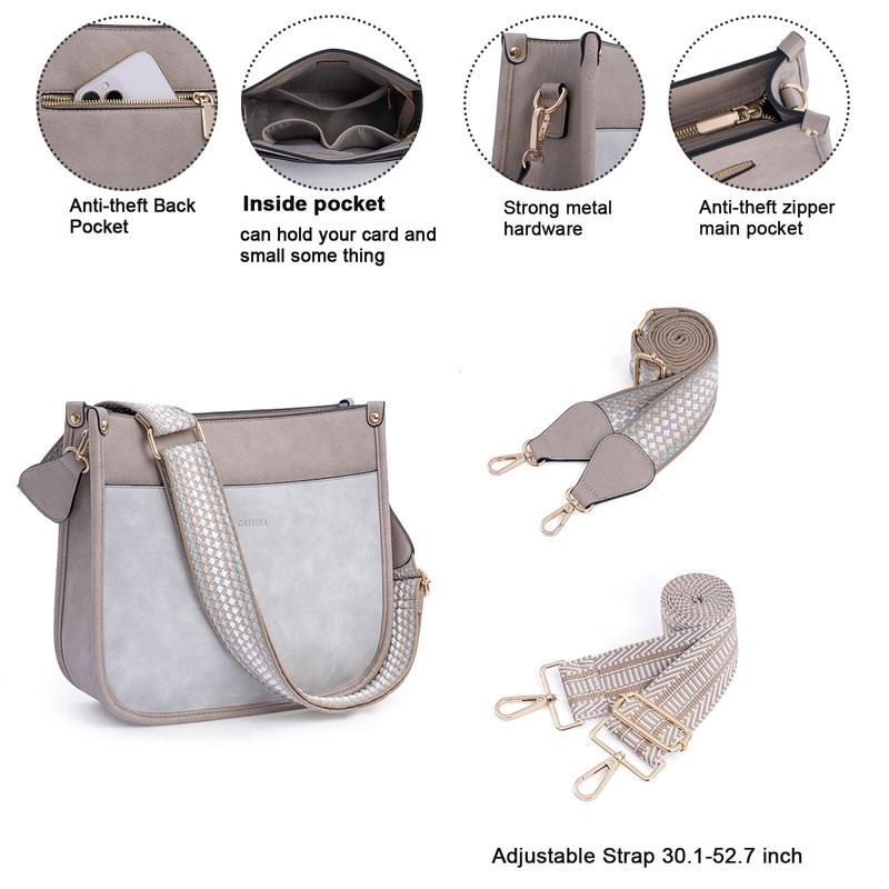 Caitina - Bolso bandolera de piel vegano para mujer, con