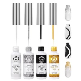 Gel Liner Nail Polish Pen Colours Nail Polish, Nail Design, Colour Gel for Gel Nails, Built-in Thin Nail Art Brush, UV Gel Starter Set, Painting Gel Polish Set for Drawing Lines (4 Pieces)