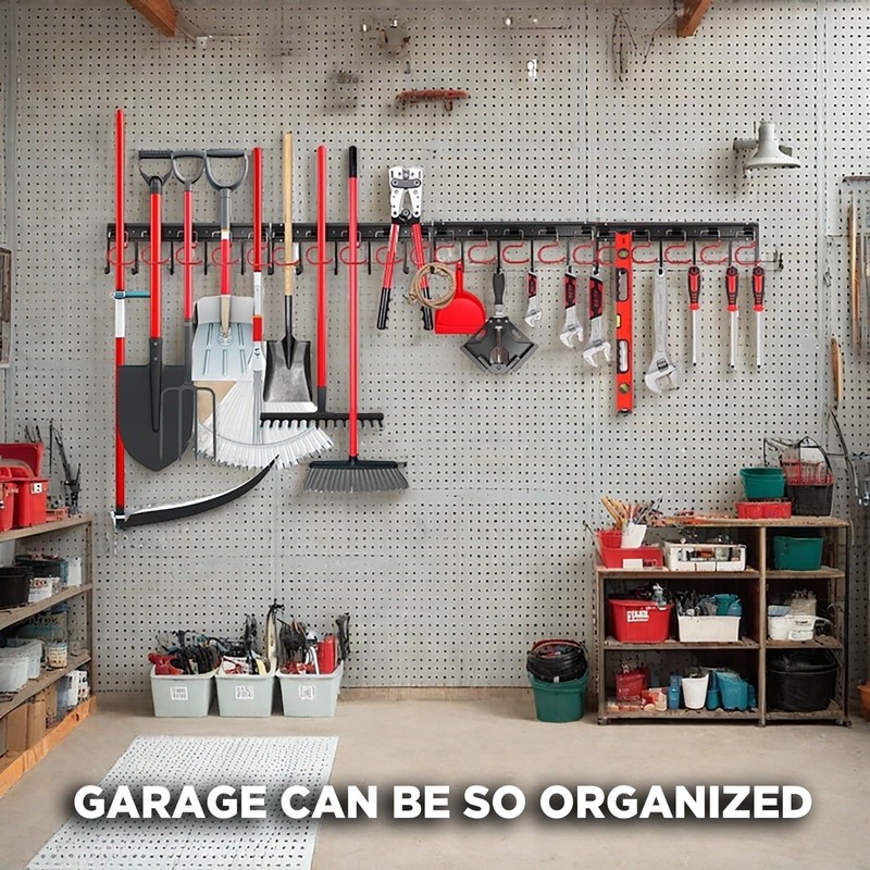 SEDY 68" All Metal Garden Tool Organizer Hooks - Garage