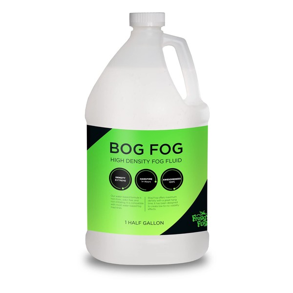 Froggy's Fog Bog Fog Juice, High-Density, Long-Lasting Fog Fluid for Water-Based Fog Machines, Perfect for Professional and Home Haunters, Theme Parks, and Lighting Designers, Half Gallon (64oz.)