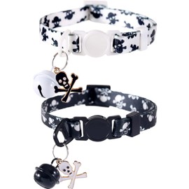 Lamphyface-Paquete de 2 Collares para Gatos de Halloween con Cascabel Ajustable y Desmontable para Seguridad Ajustable de Gatito