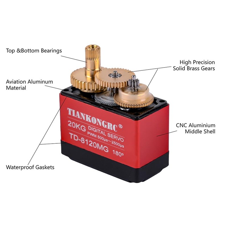 Sparkleiot TD-8120MG 20KG Digital Servo High Torque Metal Gear Waterproof