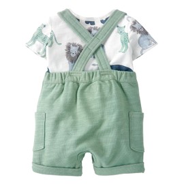 little planet by carter's unisex-baby 2-piece Organic Cotton Shortall Set, Green, 9M