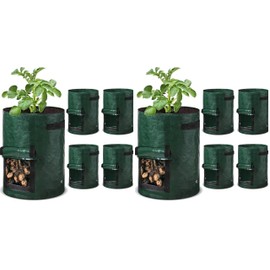 MORYTRADE Potato Pot, Gardening Pot with Window, Planter, Cultivation Bag, Free Research, Home Garden, 6.6 gal (30 L), Set of 4, Green