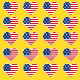 Set of 20 Pcs of Miniature American Flag Heart Stickers – Perfect for Patriotic Crafts, DIY Projects, Party Decorations, Scrapbooking, and Celebrating National Holidays in Heart
