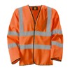 Orange Long Sleeve Vest Hi Vis Viz Reflective Safety Vest