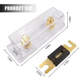 Norkmdi 50 Amp ANL Fuse Holder Kit, Gold Plated 50A Fuse with Box Block for Radio Audio Amplifier Electronic System, Auto Circuit Protection Accessories, Compatible with 12V/24V System