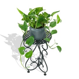 NAKUPE Metal Plant Stand, Heavy Duty Flower Pot Stand 17" Tall, Single Planter Holder for Indoor, Outdoor, Garden, Patio, Porch, Balcony, Home Decor, Black(1 Pack)