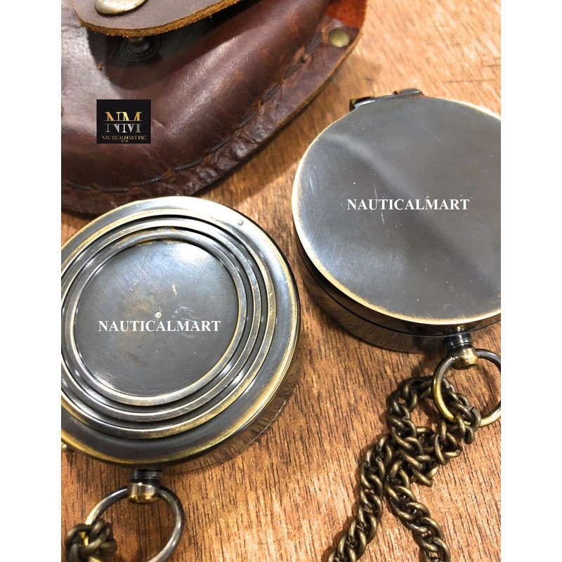 Thoreau's Go Confidently Quote Engraved Compass with Stamped Leather case,