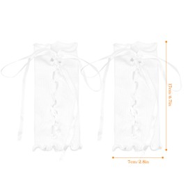 Dohia Lolita Bandage Half Finger Glove for Women Cute Arm Warmers Therian Gloves Kawaii JK Lolita Aesthetic Therian Goth Goth Preppy Boho Aesthetic ST1-BDXT (White)