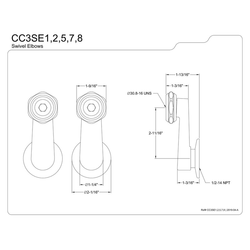 Kingston Brass CC3SE1 Vintage Swivel Elbows, 3-Inch, Polished Chrome