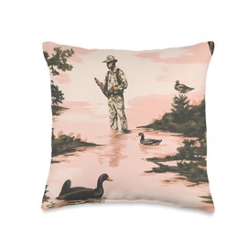 Pink Vintage Tropical Waterfowl Hunting Camo Throw Pillow