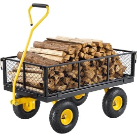 VEVOR 900 Lbs Heavy Duty Steel Garden Cart,  Mesh Removable Sides