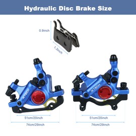 PETCHOR HB-100 Line Pulling Hydraulic Disc Brake Calipers，Mechanical Disc Brakes for MTB, Mountain Bike, E-bike and Electric Bike 2PCS Front/Rear Black/Red/Gold (Blue)