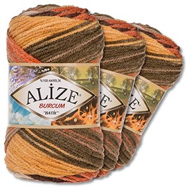 Alize 3 x 100 g Burcum Batik Premium Wool 100% Acrylic 29 Colours Gradient Accents (6060)