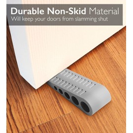 Door Stop Floor Rubber Stainless Steel Door Stop Heavy Duty Rubber with Metal Non-Slip Works on All Surfaces Door Latch Grey