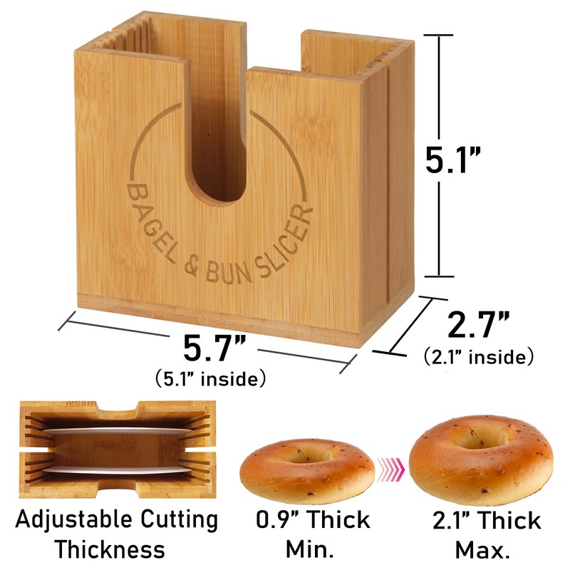 Large Adjustable Bagel Slicer Holder, Bagel Cutter for Small and