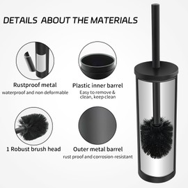 Stainless Steel Toilet Brush with Holder Set for Bathroom Storage and Organization Toilet Bowl Cleaner Brush and Holder (1, Black)