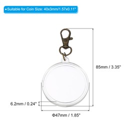 PATIKIL Plastic Coin Holder Keychain, Round Coin Case with Key Ring Buckle Medallion Holder for Coins Jewelry, Bronze