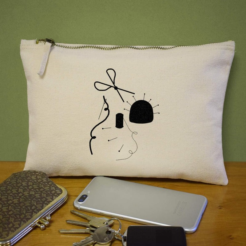 'Essentials For Sewing ' Canvas Clutch Bag/Accessory Case (CL00042852)