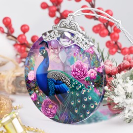 Peacock Christmas Ornament, Stained Glass Hanging Ornament, Christmas Tree Ornaments, Christmas Decoration, Holiday Ornament, Peacock Home Decor, Gift Exchange, Gift Idea