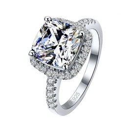 Metmejiao 18k Gold Plated CZ Diamond Ring Square 2 Ct Princess Cut Cubic Zirconia Shiny Full Diamond Ring Sterling Silver 925 Wedding Engagement Ring for Women Size 9