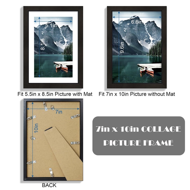 Hongkee 7x10 Frame with Real Glass - Display Pictures 5.5x8.5
