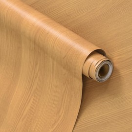 Extra Wide 31"x157" Light Wood Contact Paper Yellow Brown Wood Peel and Sitck Wallpaper Wood Look Contact Paper for Cabinets and Drawers Bathroom Waterproof Self Adhesive Wallpaper Bubble-Free Design