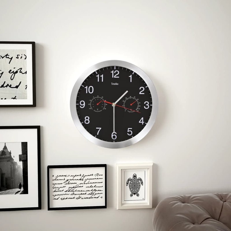 vidaXL Black Wall Clock with Quartz Movement: Featuring Built-In Hygrometer