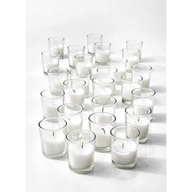 Serene Spaces Living 10-Hour White Unscented Votive Candles in Set of 100 – Classic Clear Glass Design, Ideal for Weddings, Parties, Events, Measures 2" Tall and 1.75" Diameter