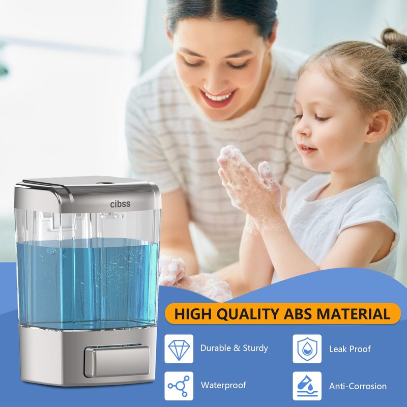 CIBSS Manual Soap Dispenser, 23.7oz/700ml Wall Mount Soap Dispenser, Large