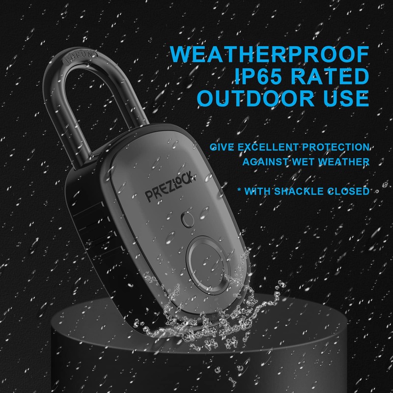 Prezlock Fingerprint Padlock with Key Backup, 2keys, Smart Padlock with