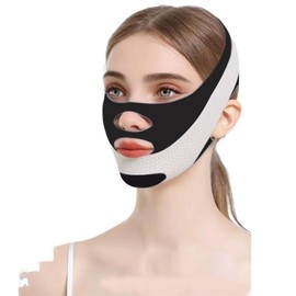 XILEAN V Line Lifting Mask Chin Strap for Sleeping Reusable，Face Lift Tape Face Slimmer for Women，Jaw Trainer（Pink. Black. Blue） Variety of Options.(Black,2PCS)
