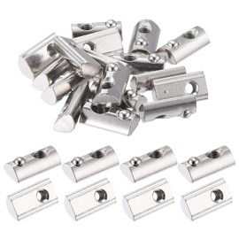 sourcing map 30Pcs M5 T Spring Nuts Fastener Carbon Steel Nickel Plated Half Round Roll in Spring T Slot Nut for t-Slot Aluminum Profile 3D Printer, CNC Router 3030 Series