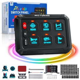 MICTUNING RGB 6 Gang Switch Panel ON/OFF Circuit Control Relay System Box Car Boat 12/24V