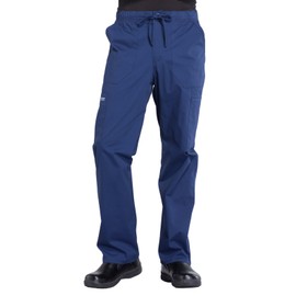 Cherokee Men's Scrub Pants Tapered Leg with Elastic Waistband Zip Fly Front and 5 Pockets WW190T, M Tall, Navy