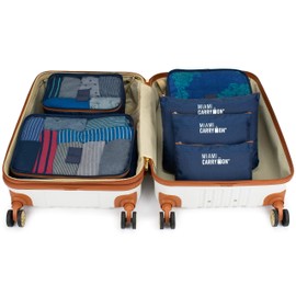 Miami CarryOn 6-Piece Packing Cubes for Luggage Organization (Navy+Tan)