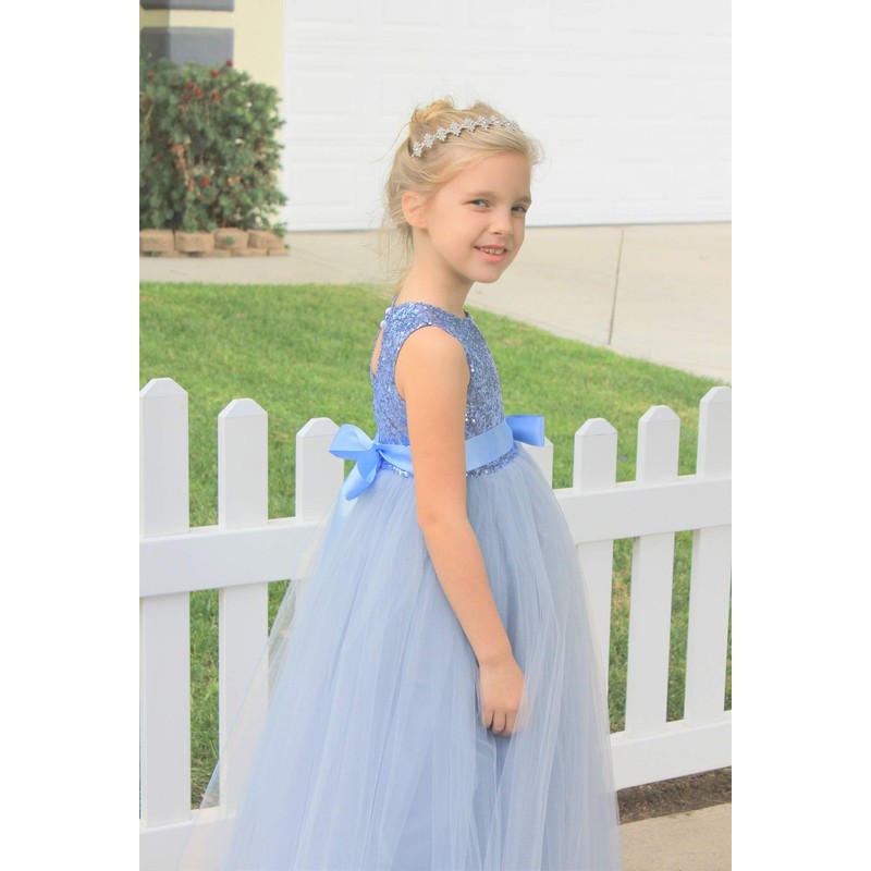 Heart Cutout Sequins Tulle Flower Girl Dress Social Events Parties