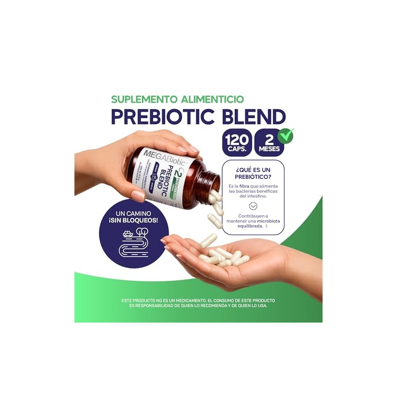 MegaBiotic Prebiotic Blend, Prebióticos 120 cápsulas 1130mg por porción